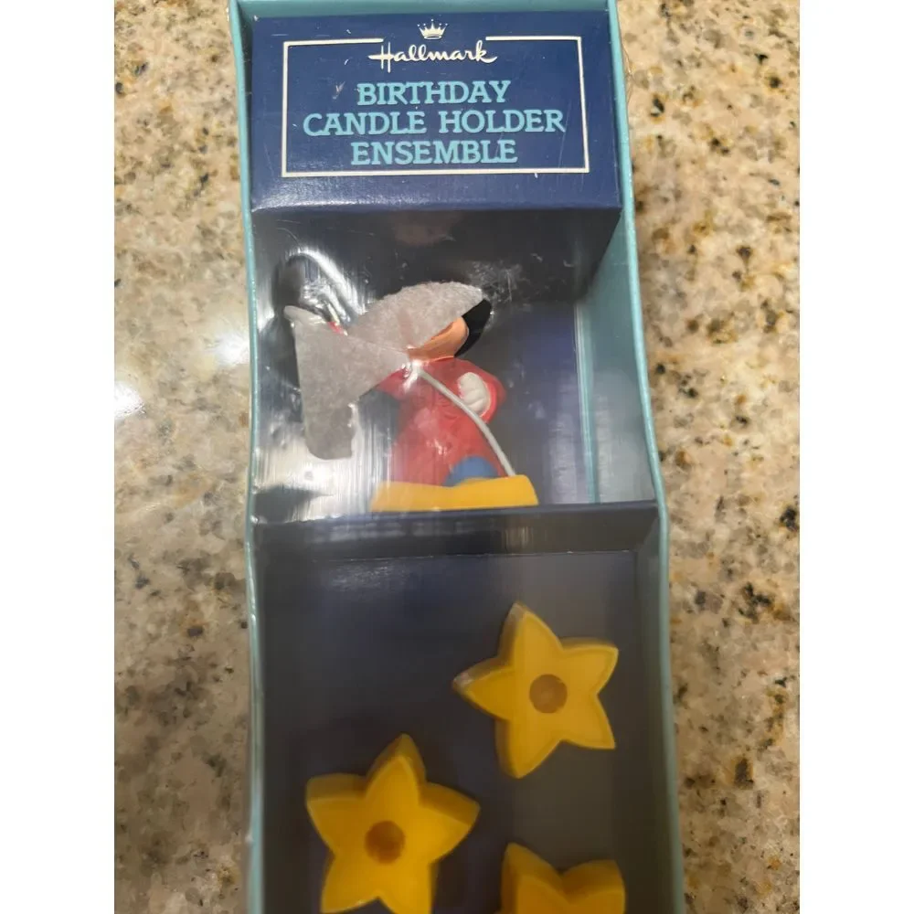 NEW Vintage 1982 Hallmark Mickey Mouse Birthday Candle Holder‎ Ensemble